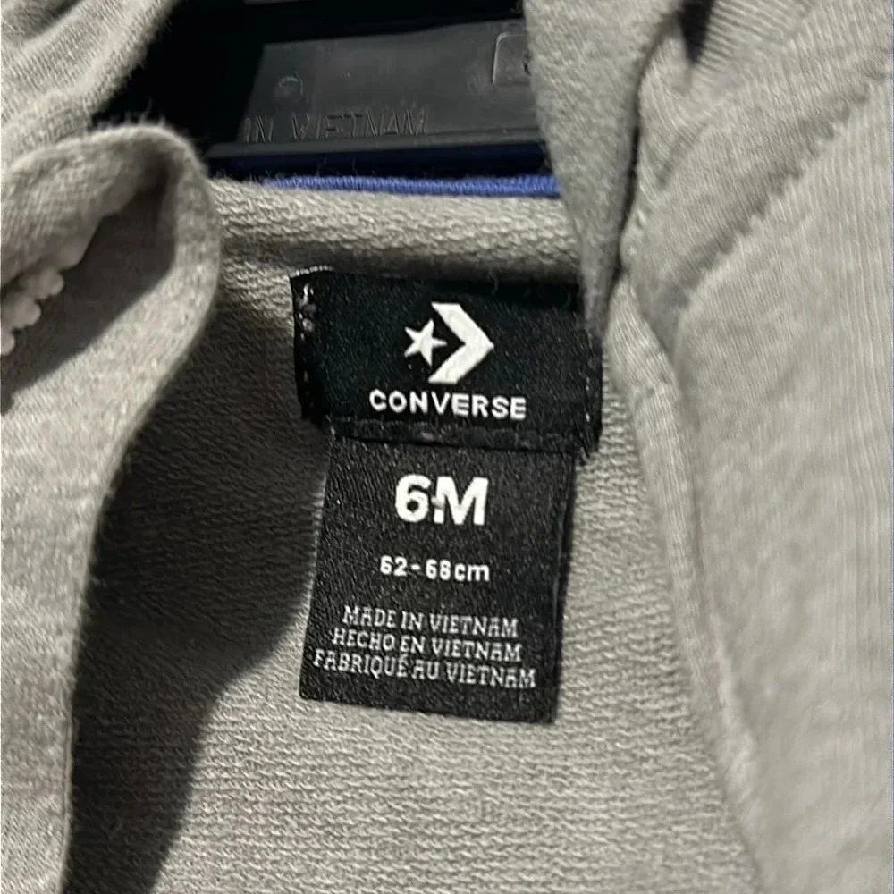 Converse All Star Baby Onesie 6M Gray Hooded Romper